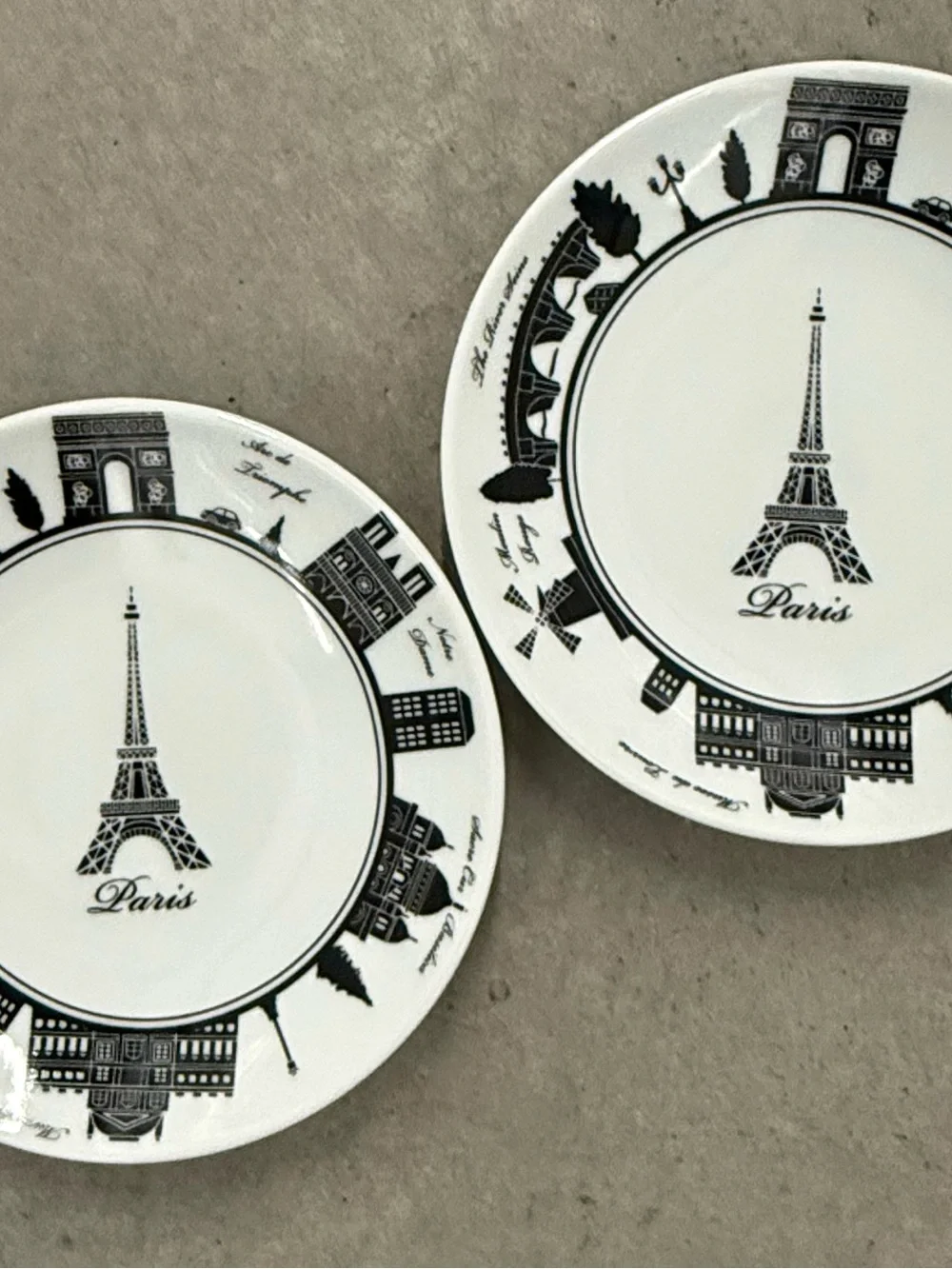 Set of 2 White Porcelain “Paris Plates” 6” Diameter